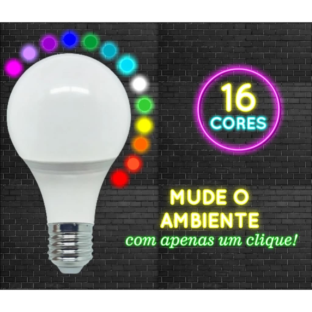Lâmpada LED Rgb COM Controle Remoto E27 85-265V 50/60HZ 5W /9W /12W /15W