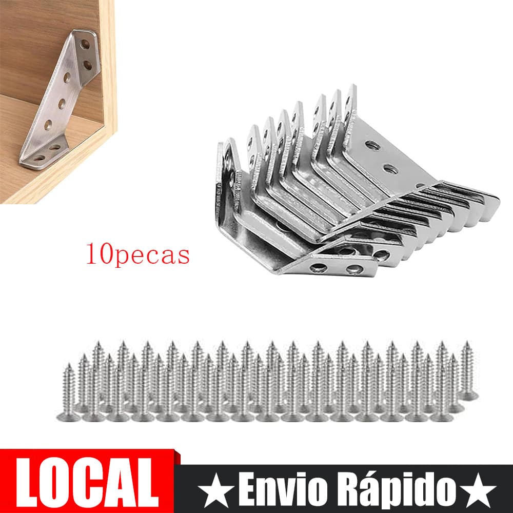 10 conectores de canto para móveis em forma de L Conectores de canto para placas de madeira