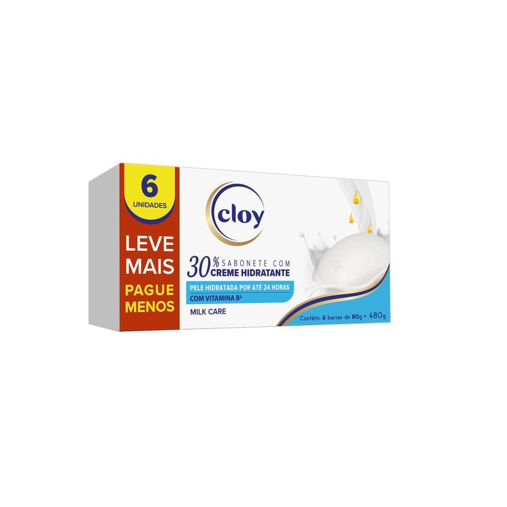 Sabonete Em Barra Cloy Milk Care Com 6 Unidades De 80G Cada