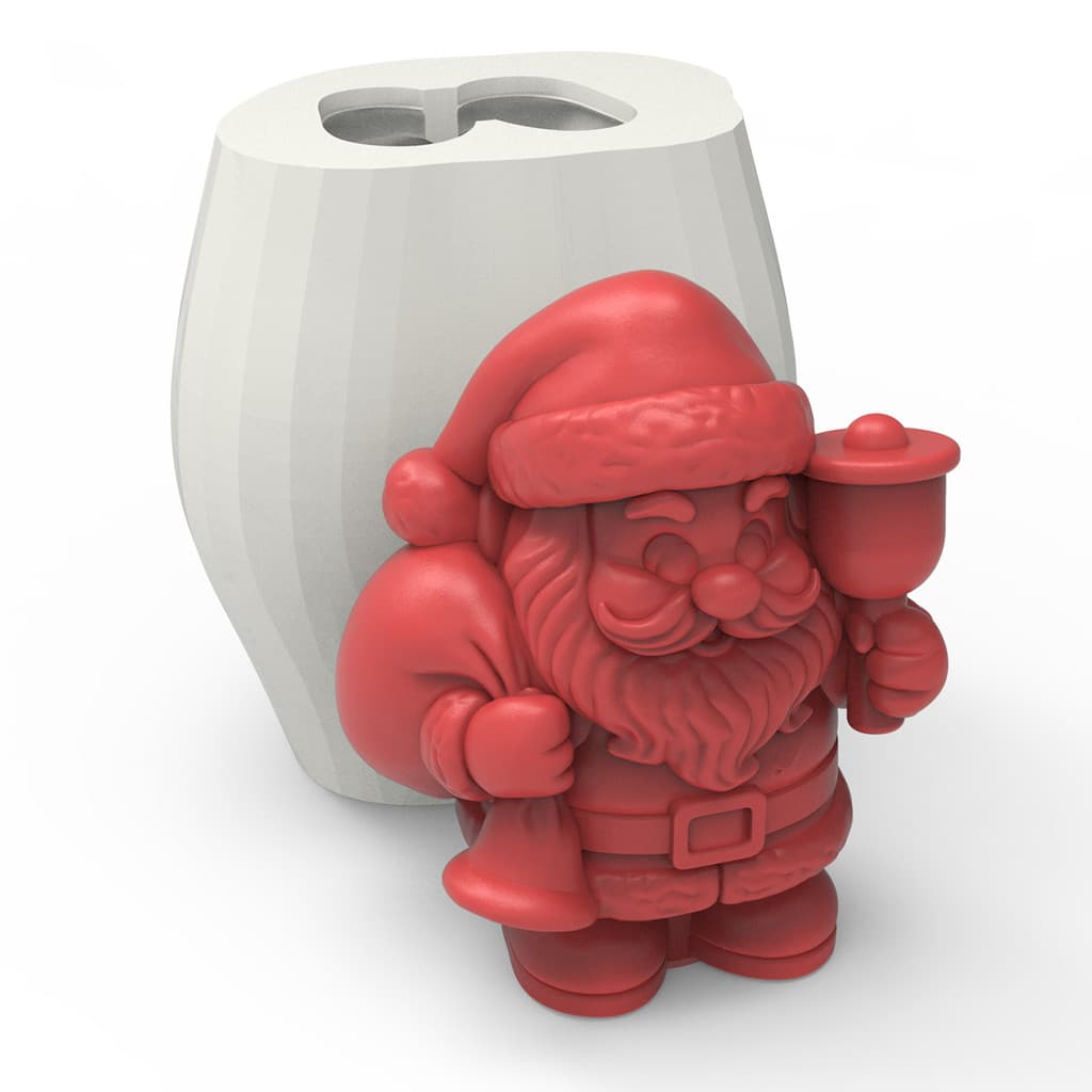 Forma de Silicone Papai Noel com Saco para fazer Sabonete Vela Peça de Gesso Artesanal