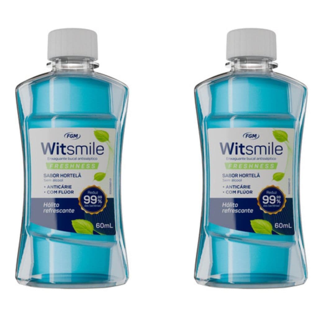 Enxaguante Bucal Witsmile Freshness Hortelã FGM 60ml Kit 2