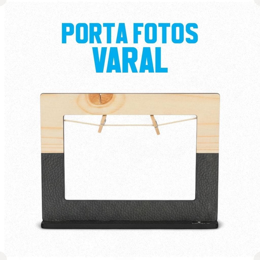 Porta Retrato Varal Polaroid MDF Preto Decoração Parede Fotos Presente Criativo