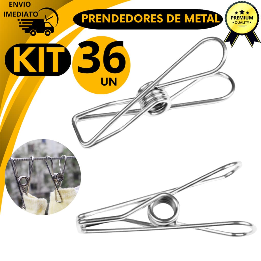 Kit 36 Prendedor De Roupa Sacola Pacote Acessório Embalagem Pregador Decorativo de Metal