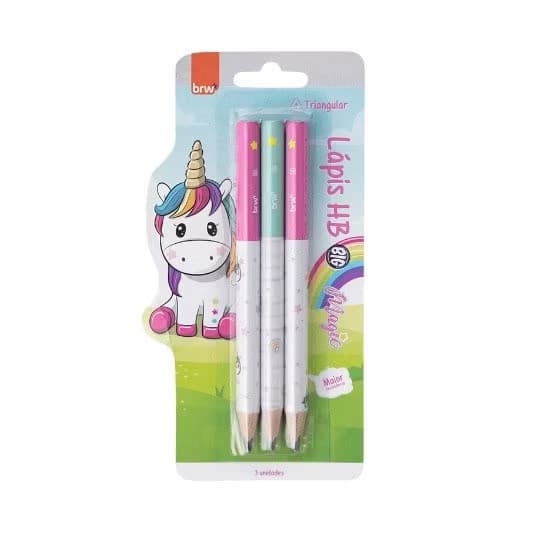 Lapis HB Unicornio com 3 Unidades (LP7252) - Ideal para Crianças e Design de Unicórnio Adorável