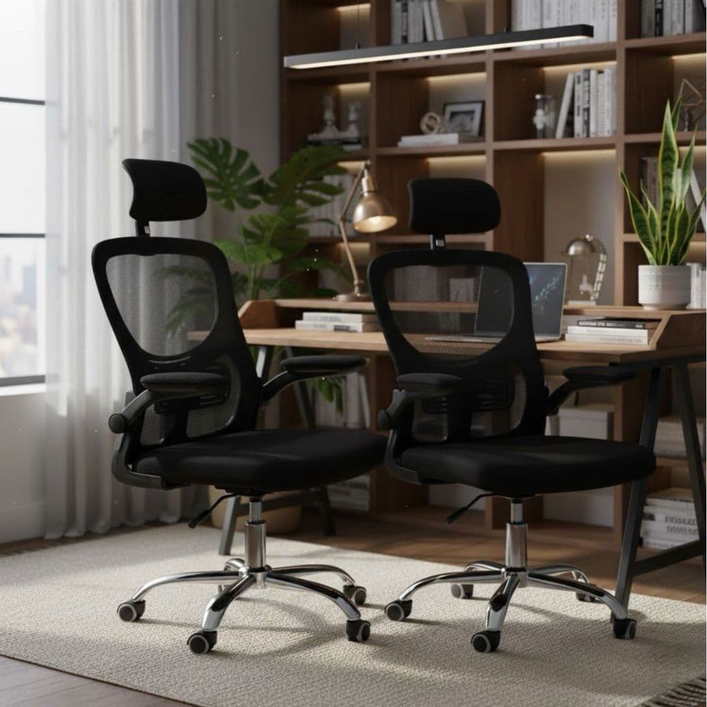 Cadeira Escritório Kit 2 Ergonômica Secretária Giratória Presidente Secretária Ajustável Conforto