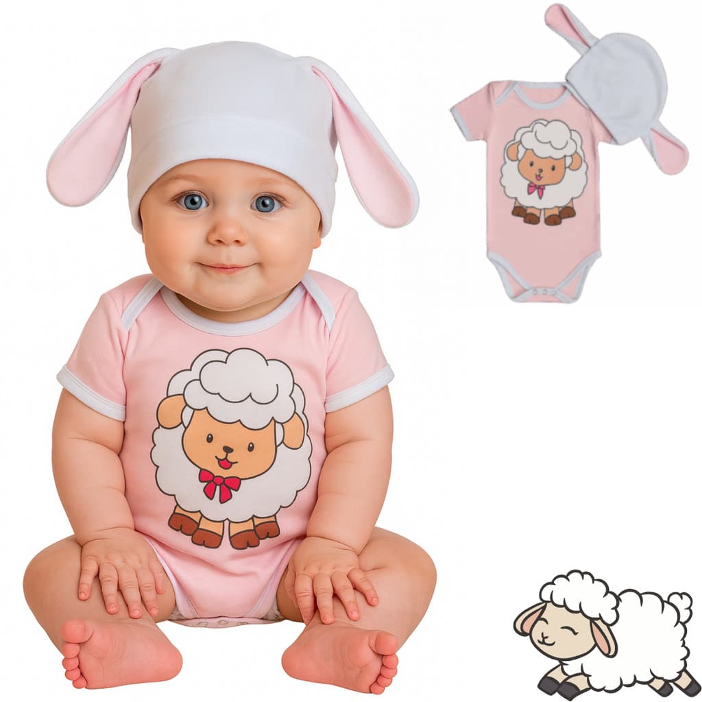 Body Bebê Infantil Mêsversário Temático Da ovelhinha Super Confortável Promoção