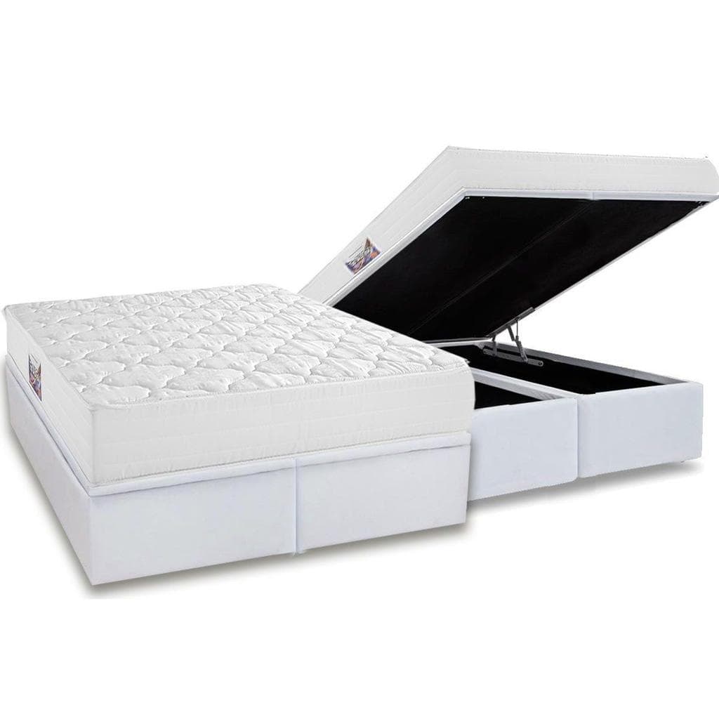 Conjunto Box Baú King: Colchão Espuma Herval D45 Top + Base CRC Linhão White (193x203)