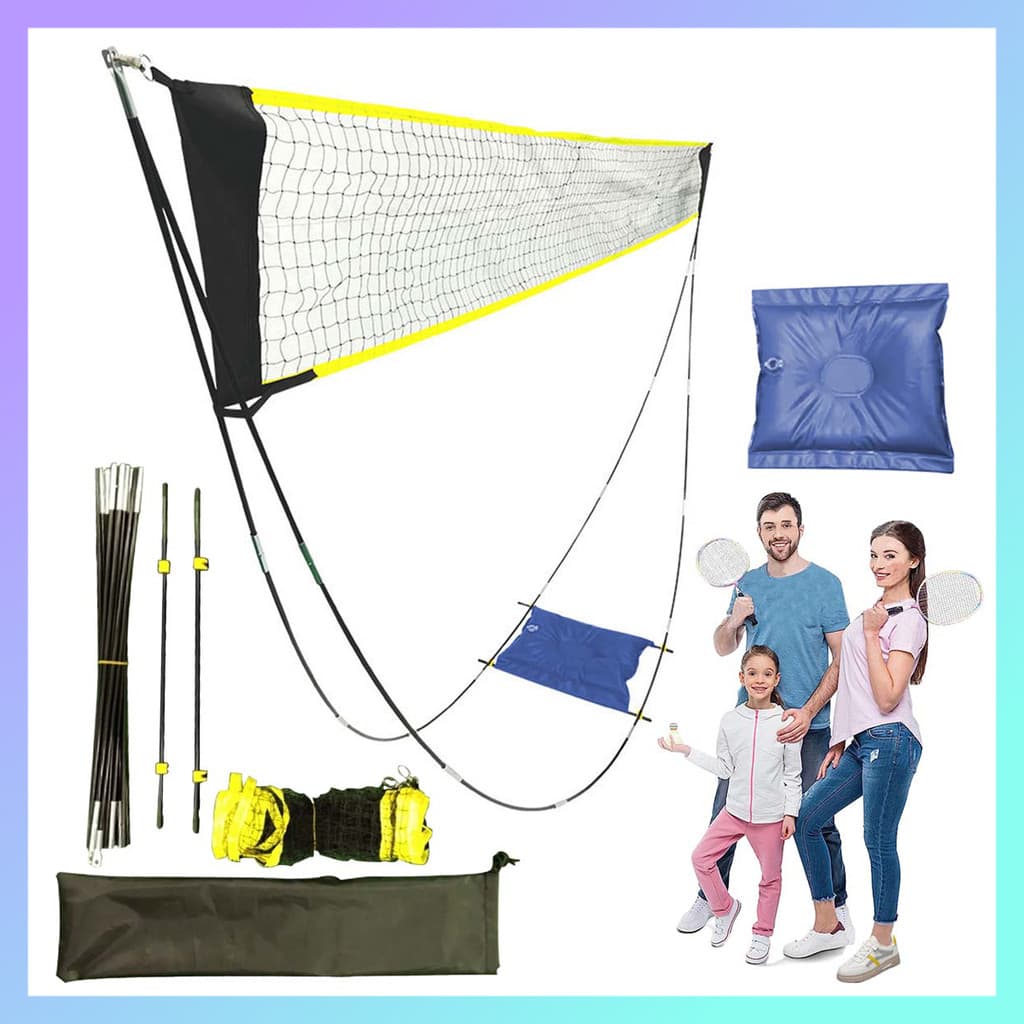 Conjunto de rede para Badminton, tênis e vôlei com suporte 160x290cm