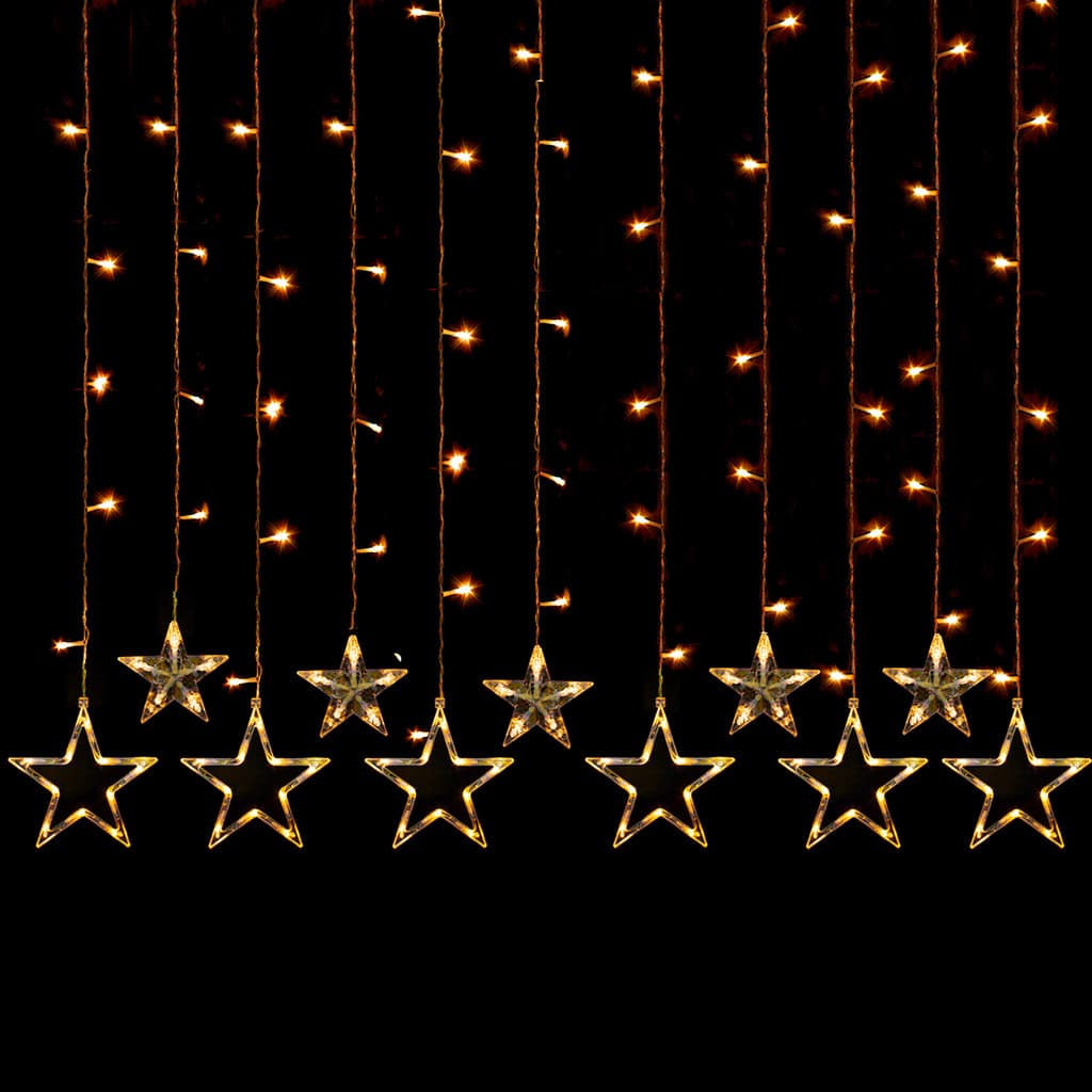 Pisca Cascata Estrela Varal 138 Led 110v 8 Funções Decoração Natalina Iluminação Festa Luz
