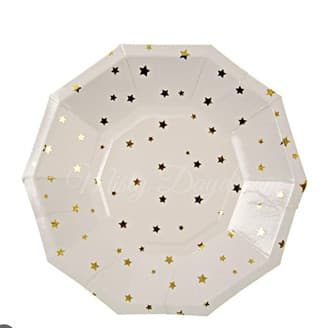 Pratinhos Festa Estrela Dourada linha Premium 12 un MERI MERI