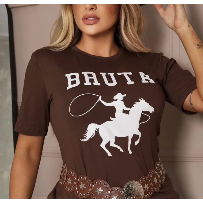 Camiseta  Feminina Country Western Bruta | Estampada Cavalo Rodeio Moda Sertaneja