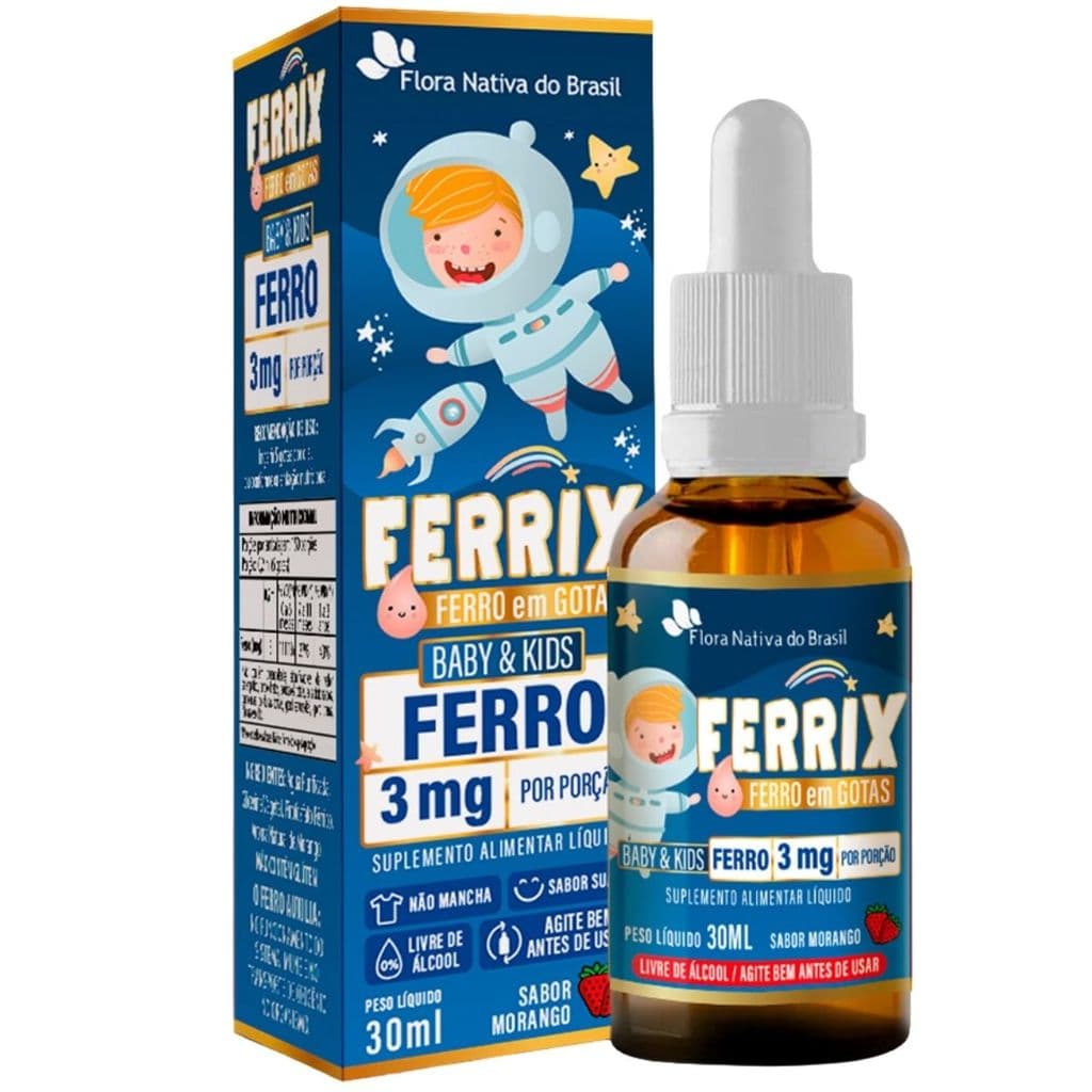 FERRIX Ferro infantil 30ml - Flora Nativa Sabor Morango