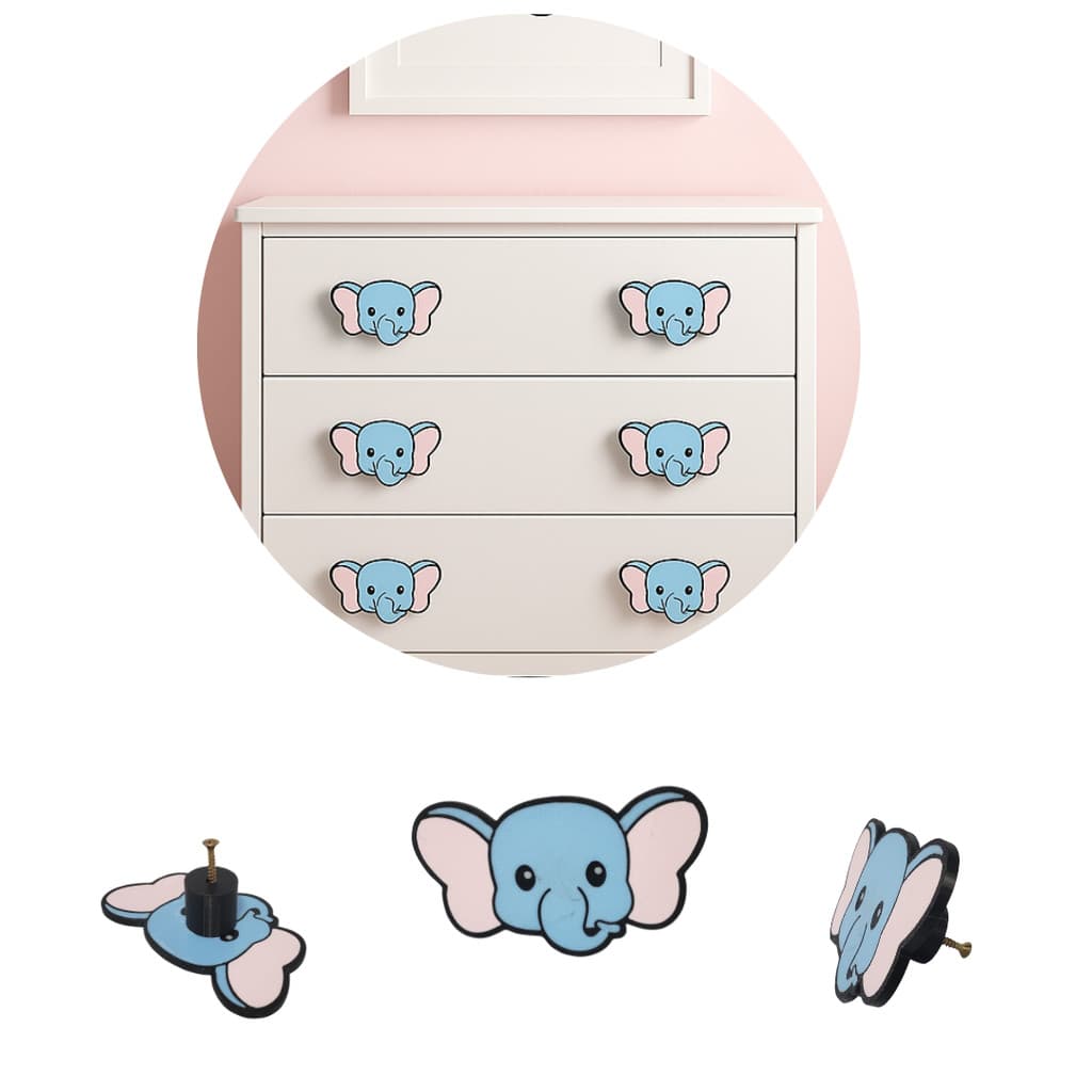 Puxador de Gaveta Elefante – Kit 4 Unidades – Decoração Infantil Criativa e Fofa