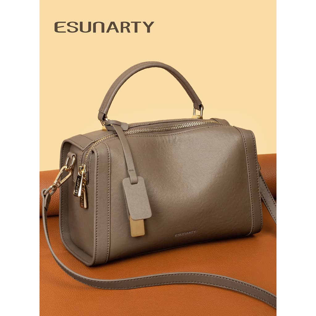Bolsa mensageiro feminina 2026 novo estilo couro genuíno grande capacidade luz luxo High-End senhoras Boston ombro trave