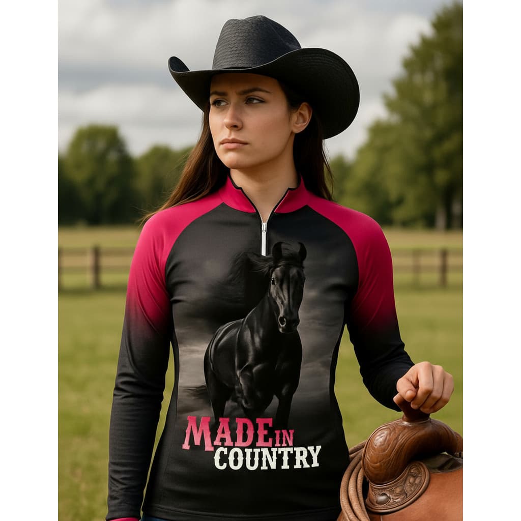 Camisa Feminina Cavalo Cavalgada Agro Cowgirl Proteção Uv