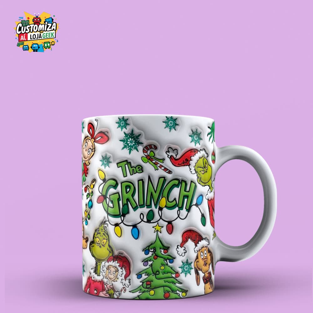 Canecas personalizadas Natal Grinch Estampa Inflada 3D