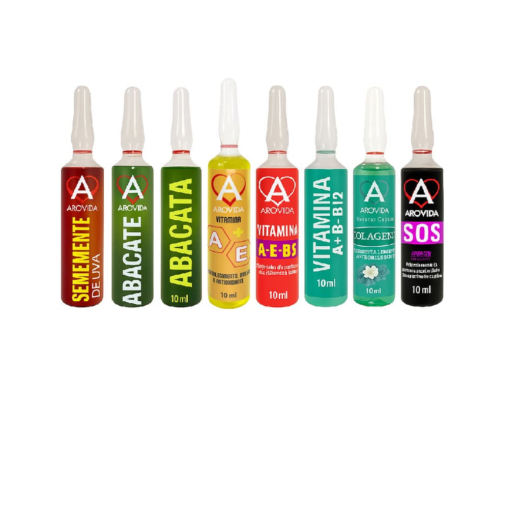 Kit 7 Ampolas Vitamina Capilar Hidratação Cronograma Arovida