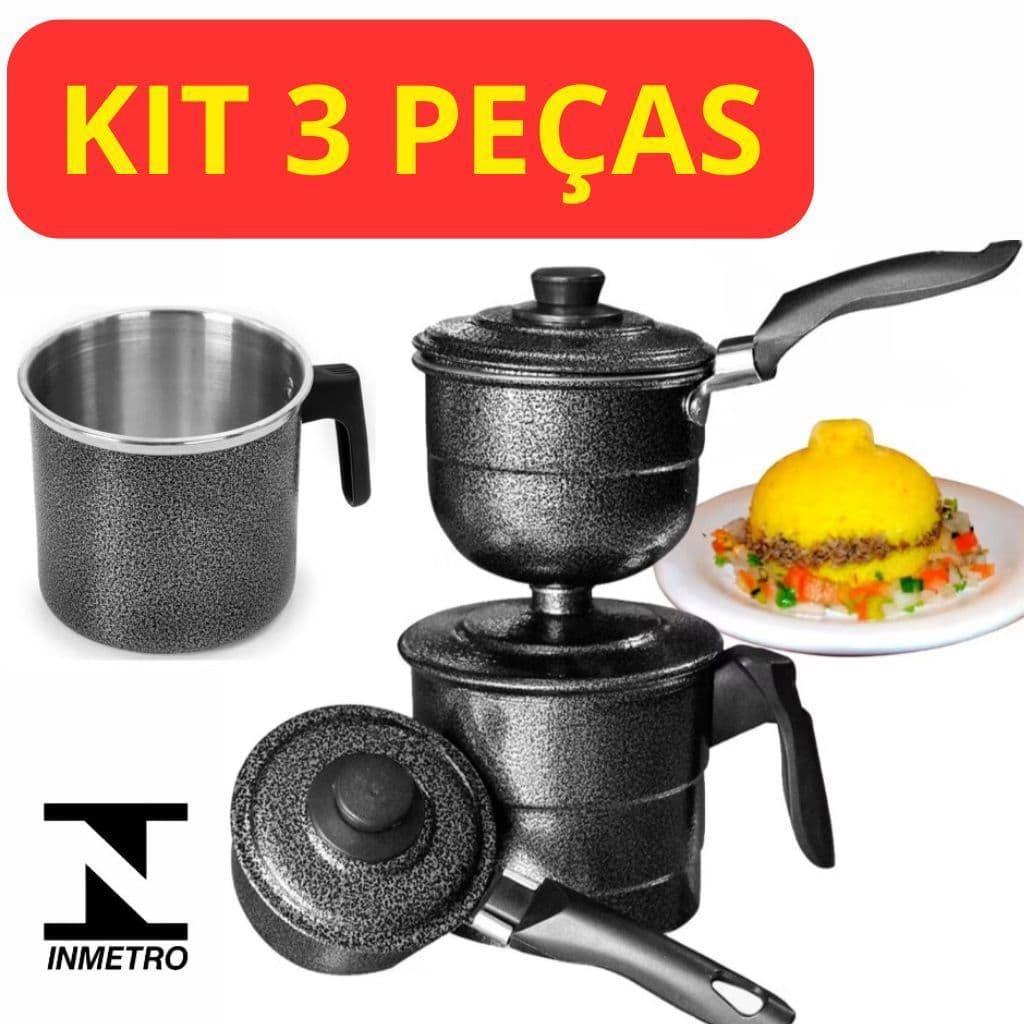 Cuscuzeiro Individual 2 Conchas Vapor Prático Porção Única Nordestino Peito de Moça Leiteira Craquelado 12cm