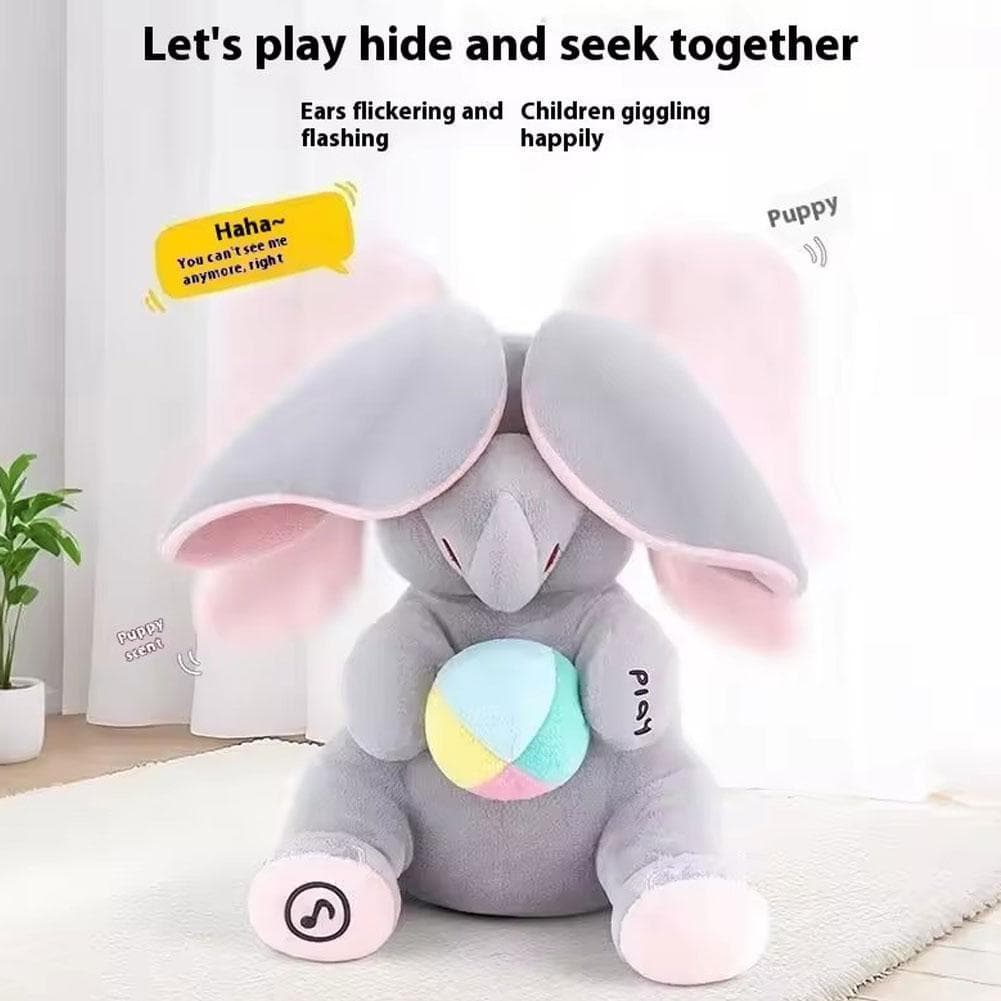 Adorável Brinquedo De Bebê Elefante , Pelúcia Musical Peekaboo Para Tempo De Barriga E Aprendizagem Sensorial , Recém-Na