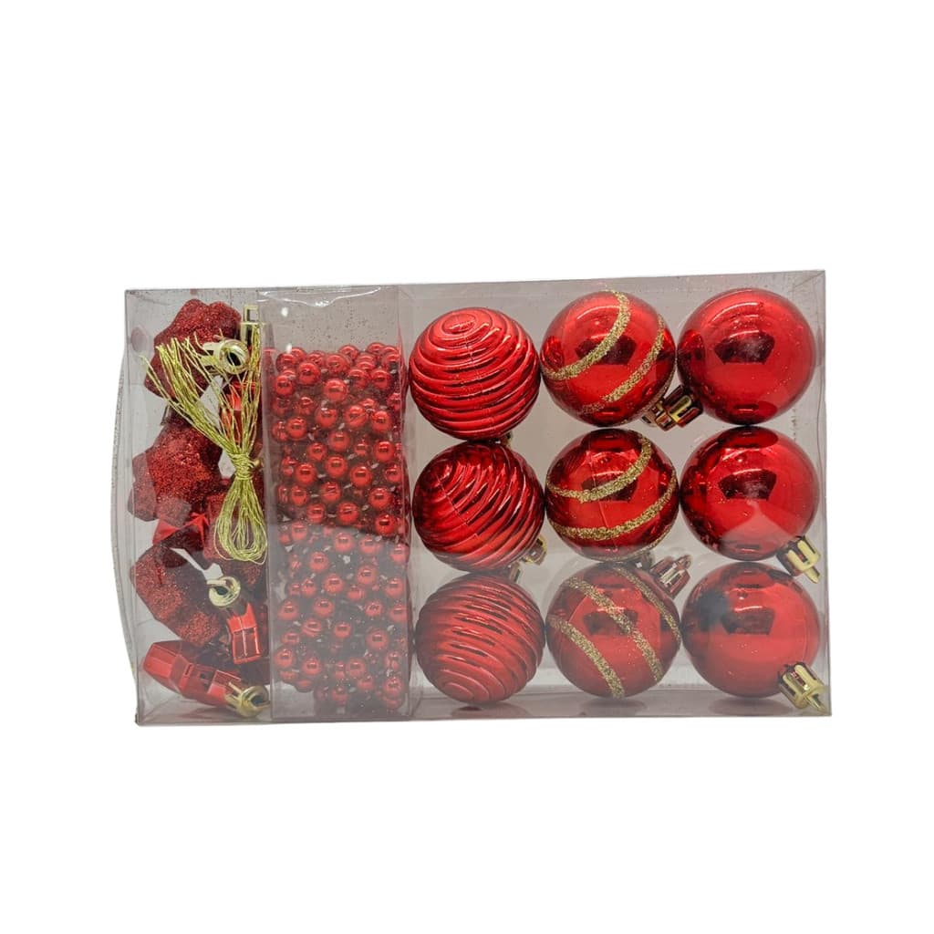 KIT DE ENFEITE PARA ARVORE DE NATAL VERMELHO 4CM