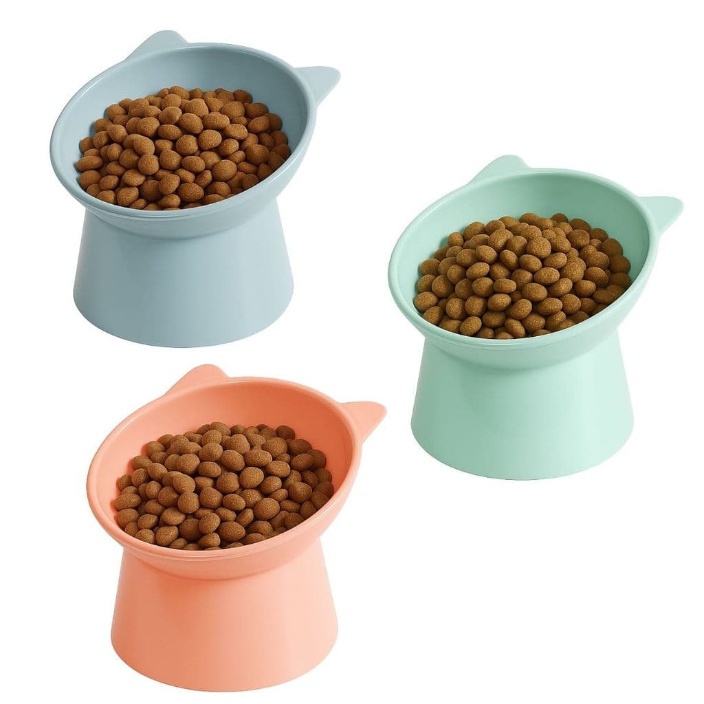 Comedouro Bebedouro Inclinado Modelo Gatinho p/ Pet Plástico Pequeno Colorido Ração Água