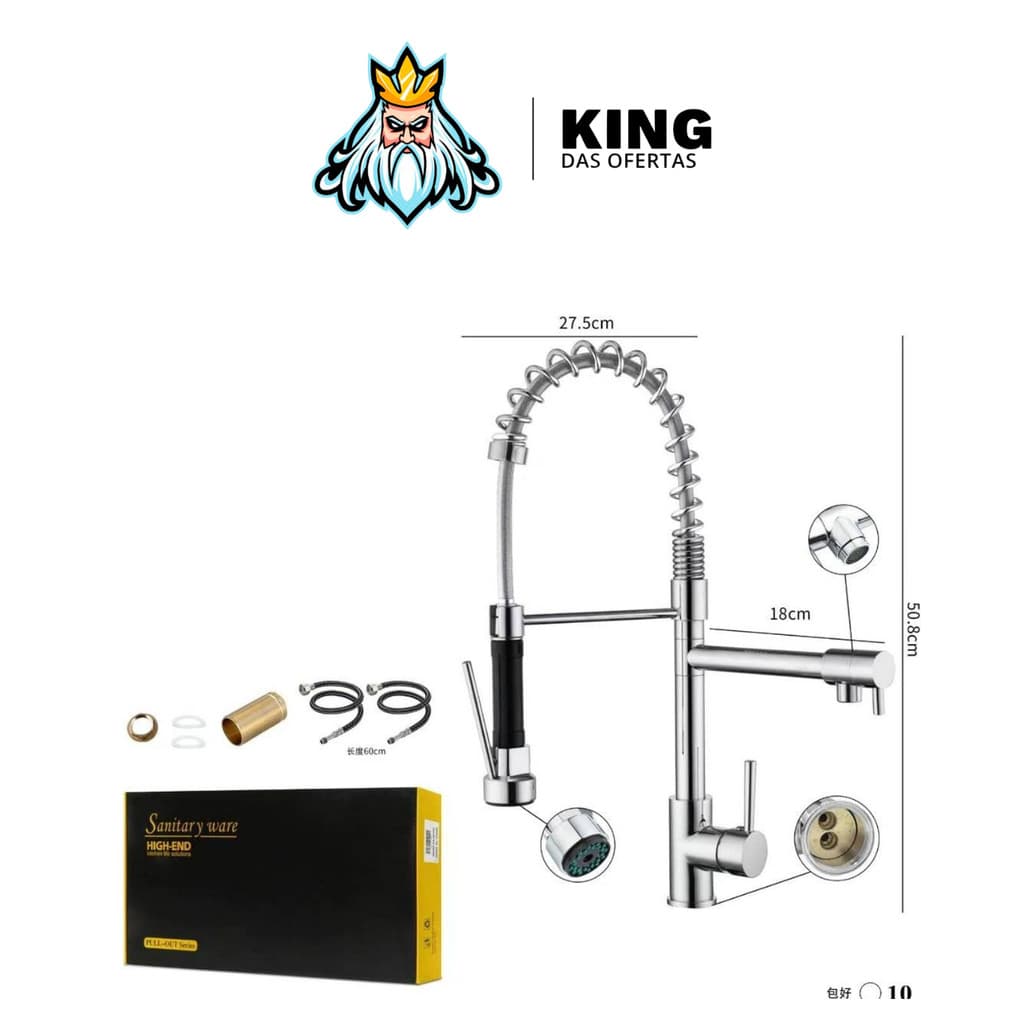Torneira Gourmet Cozinha Metal Spray Monocomando Luxo Filtro