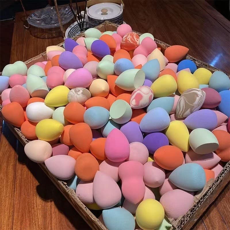100 ovos de beleza não comem pó super macio e delicado maquiagem esponja de algodão Puff molhado seco dupla utilização p