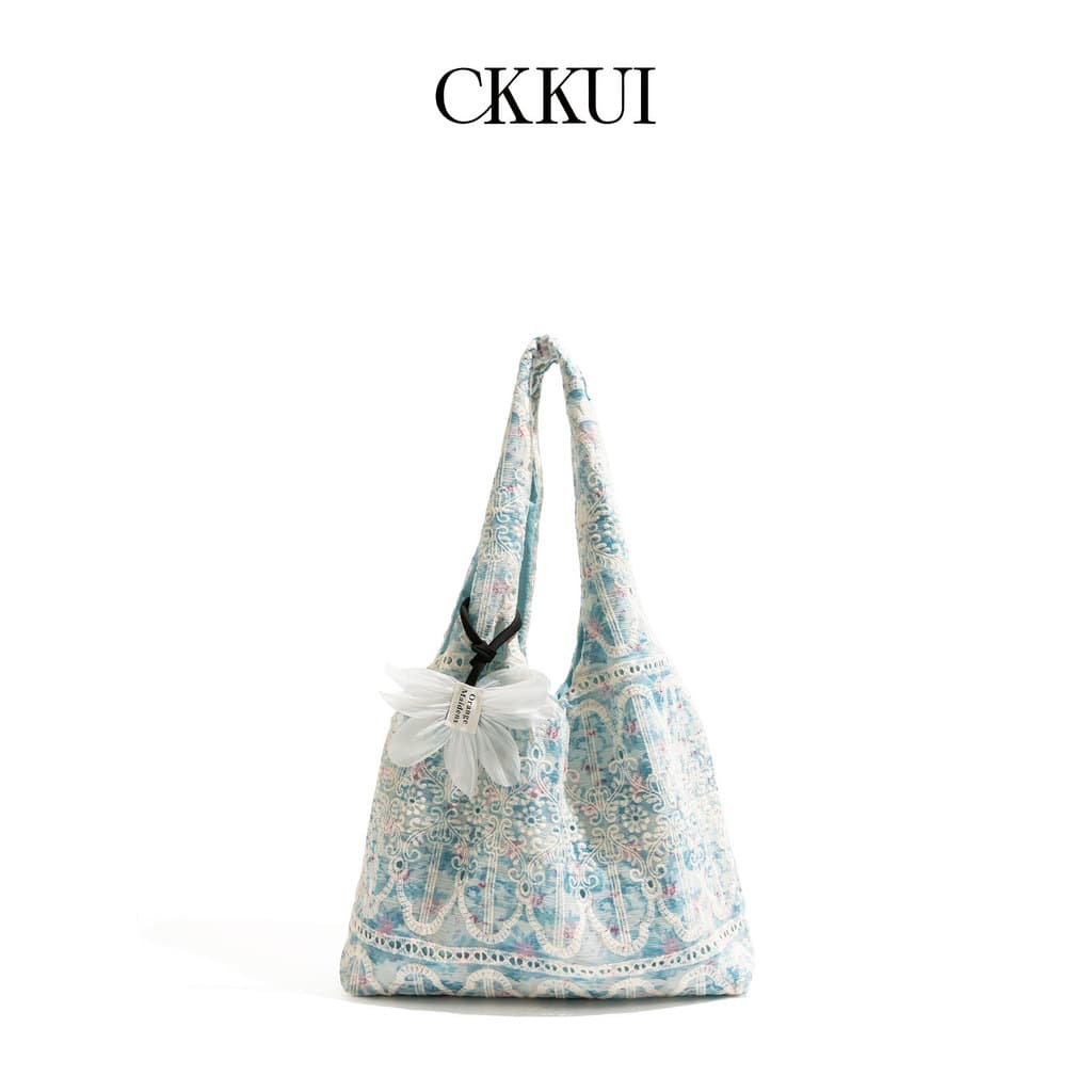 CKKUI Pastoral Bolsa de Renda Fresca Estilo Feminino 2025 Início do Verão Novo Estilo Sacola de Ombro Preguiçosa