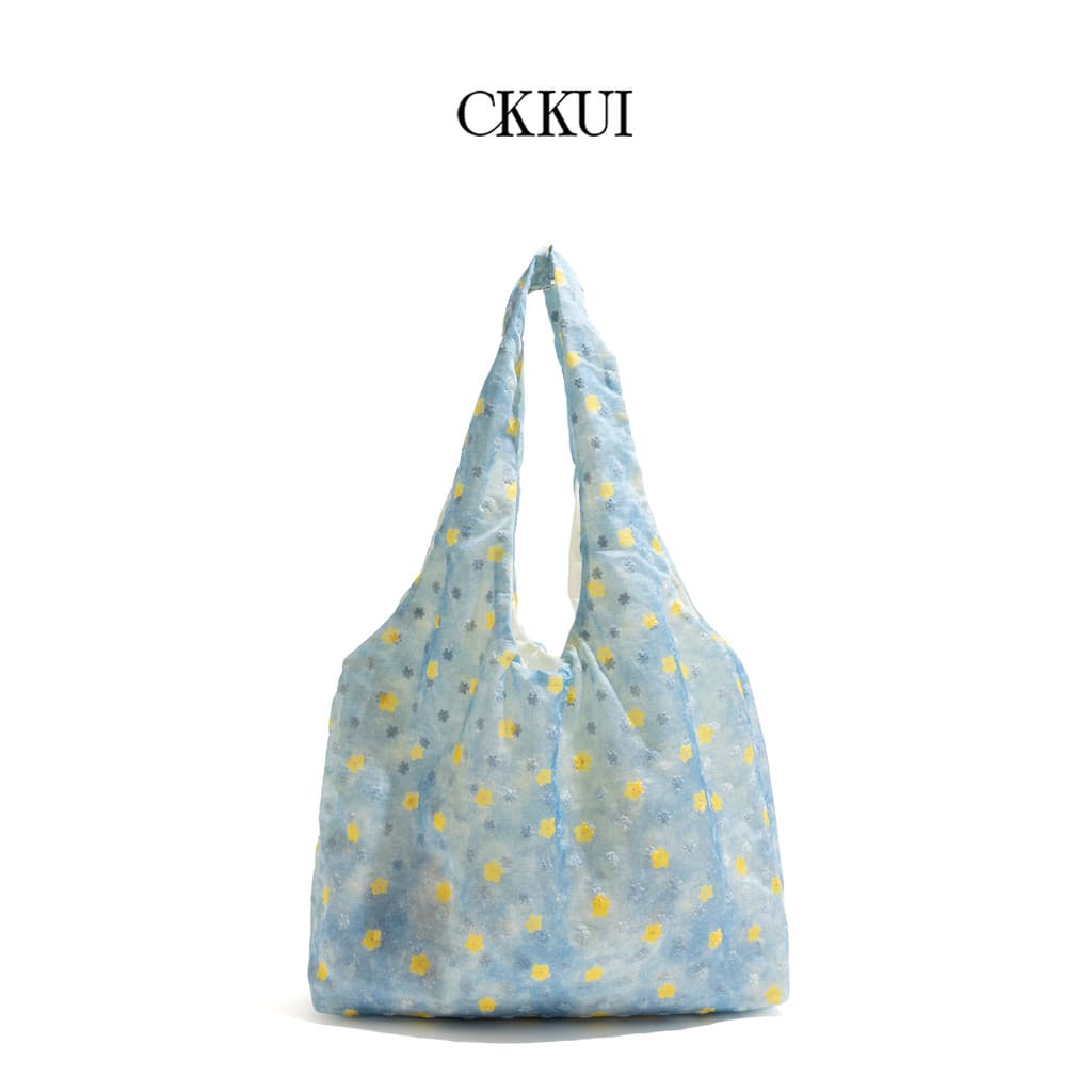 CKKUI Mori Estilo Literário Floral Nylon Bolsa Feminina Estilo 2025 Início do Verão Desgaste Bolsa de Ombro Portátil de