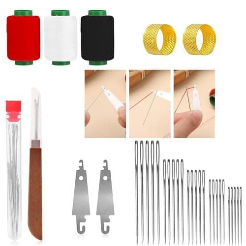 Conjunto De Ferramentas De Costura De 34 Peças , Kit Bordado Reparo Manual De Linha De Agulhas , Enfiador De Agulha E ,