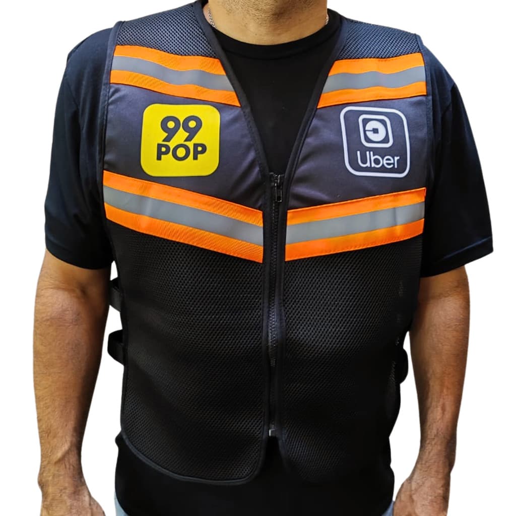 COLETE REFLETIVO MOTOBOY MOTOCICLISTA MOTO UBER 99 LARANJA