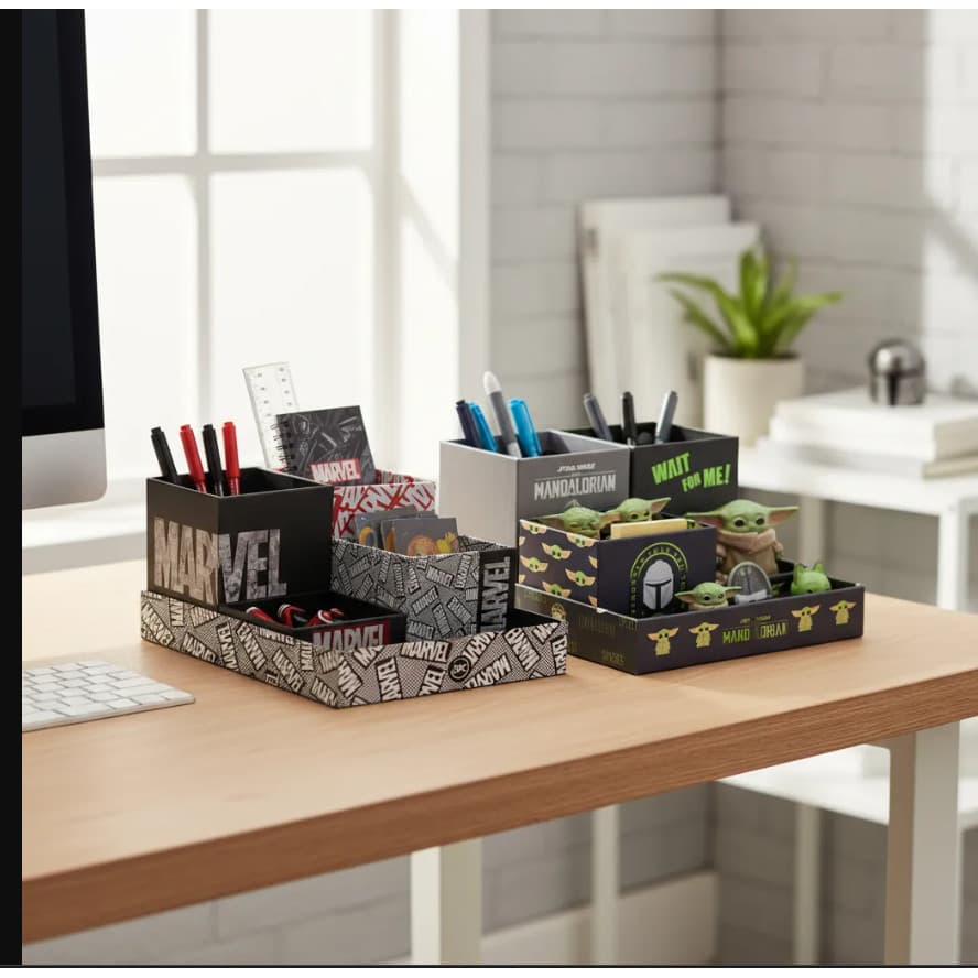 Organizador de Mesa 5 Peças – Marvel ou Baby Yoda Star Wars