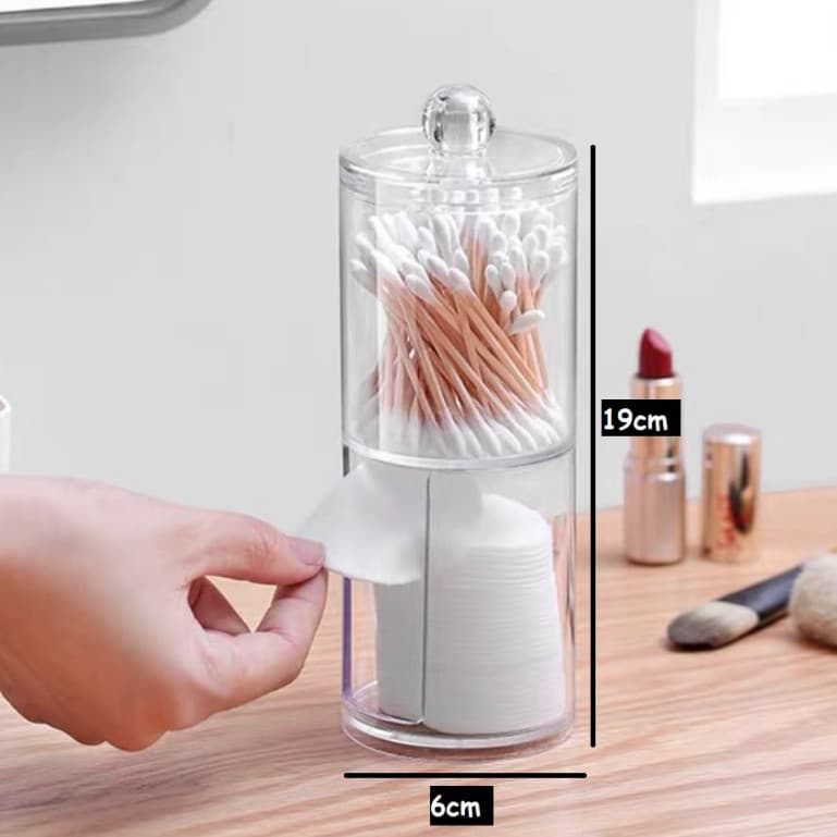 Organizador De Cotonete Disco De Algodão Ou Maquiagem Porta Cotonete Camada Dupla Top Útil Utilmix
