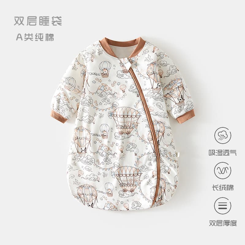 Bebê dupla camada saco de dormir primavera outono puro algodão bebê em forma de U pijamas infantis recém-nascidos tipo z