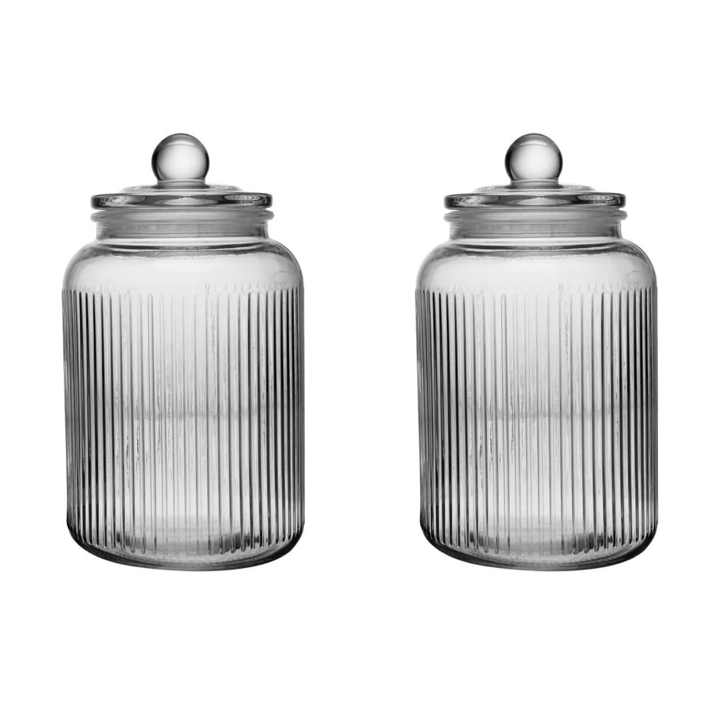 Conjunto de 2 Potes Herméticos de Vidro Canelado 1,6L Essência Lyor