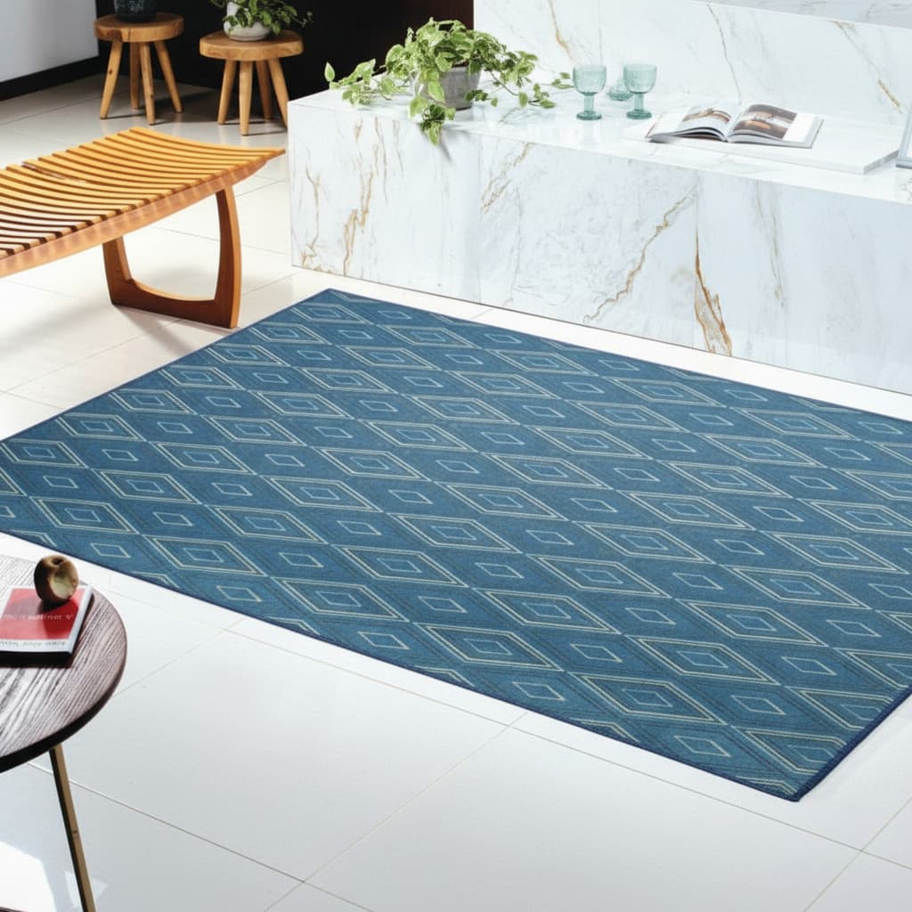 Tapete Viesto Sala Decoração Moderna 200x250 Antiderrapante - 2.5 M - 2 M - Azul-celeste
