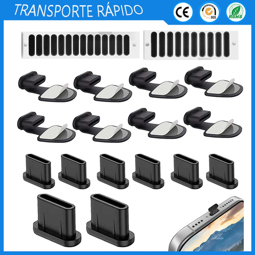 Conjunto de 12/22 peças Tampa protetora contra poeira tipo C para todas as portas de carregamento USB-C de celulares