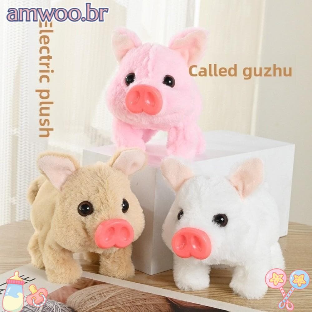 Brinquedo Realista De Pelúcia De Porco Elétrico AMWOO , As Orelhas Movem Brinquedos Eletrônicos Interativos De Rangido ,