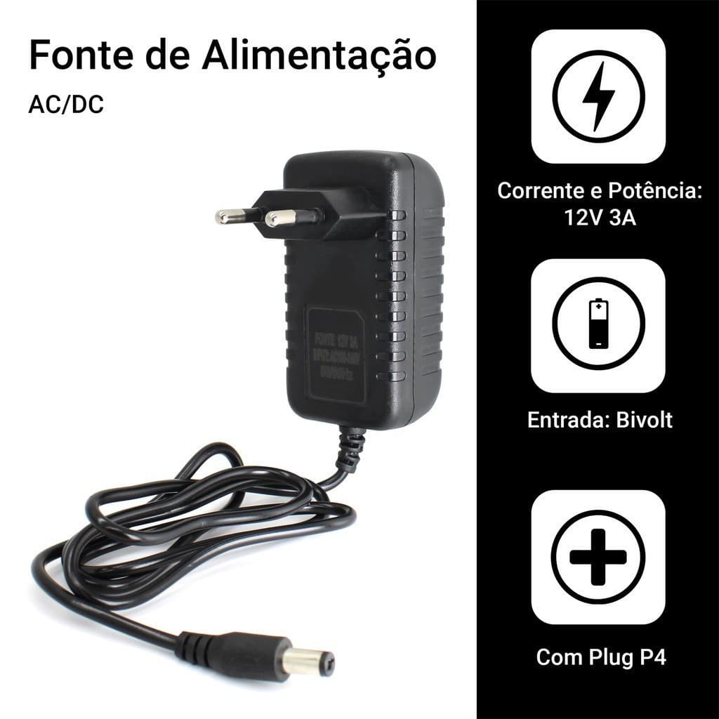 Kit 10 Fonte 3a 12v Estabilizada Chaveada Bivolt Cftv Fita Led