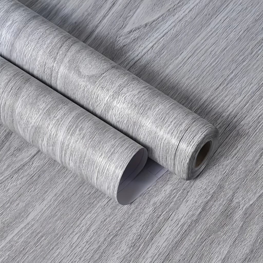 KIT Papel de parede de vinil com grãos de madeira CINZA- Autoadesivo