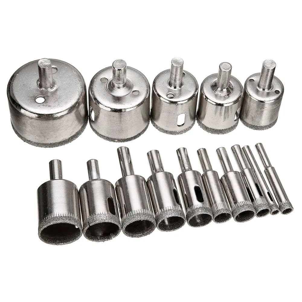 Broca Serra Copo Diamantada Para Cerâmica Piso Vidro Porcelanato - 6mm à 50mm 15peças