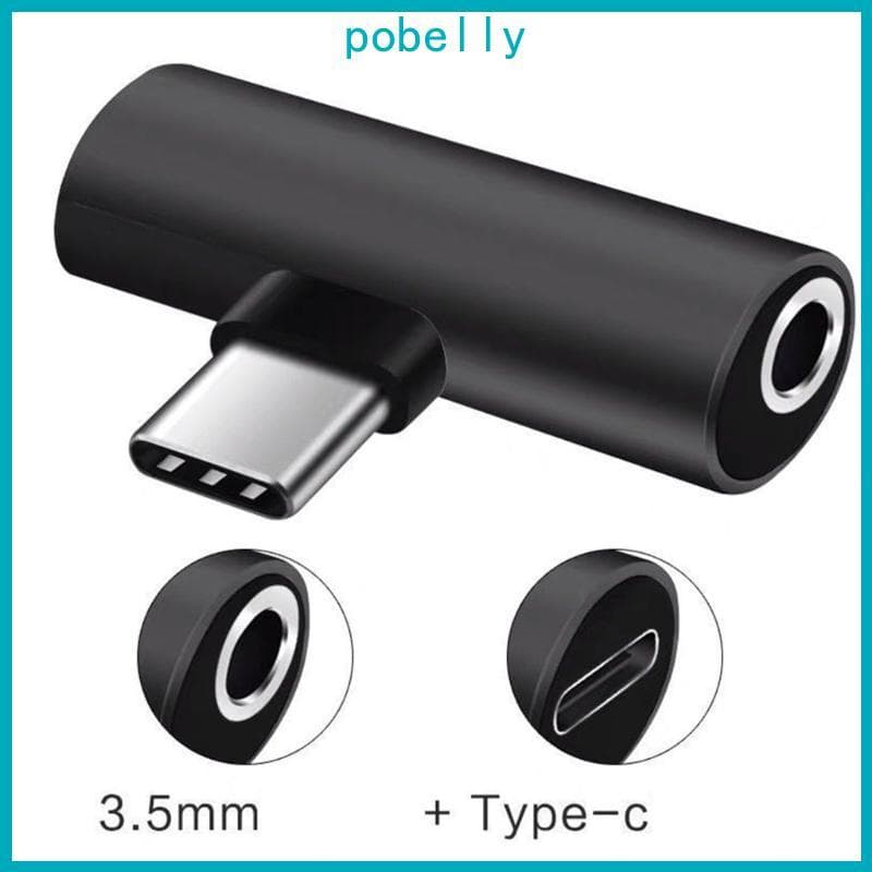 Pob 2 1 USB C Para Fone Ouvido Fêmea 3.5 Mm + Adaptador Tomada Conversor Áudio Auxiliar Tipo Carregamento