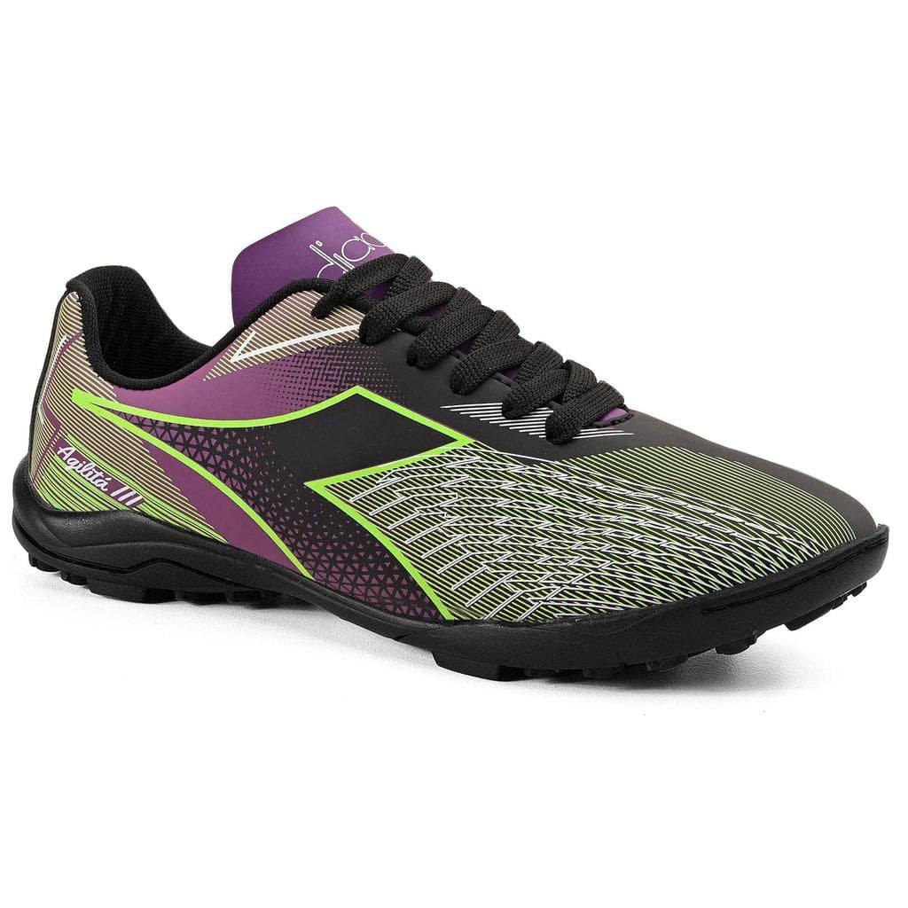 Chuteira Infantil Diadora Agilitá III Society Roxo e Verde