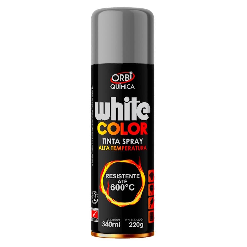 Tinta Spray Alta Temperatura 600°C Prata Para Roda Escape Motor Forno Fogão Churrasqueira