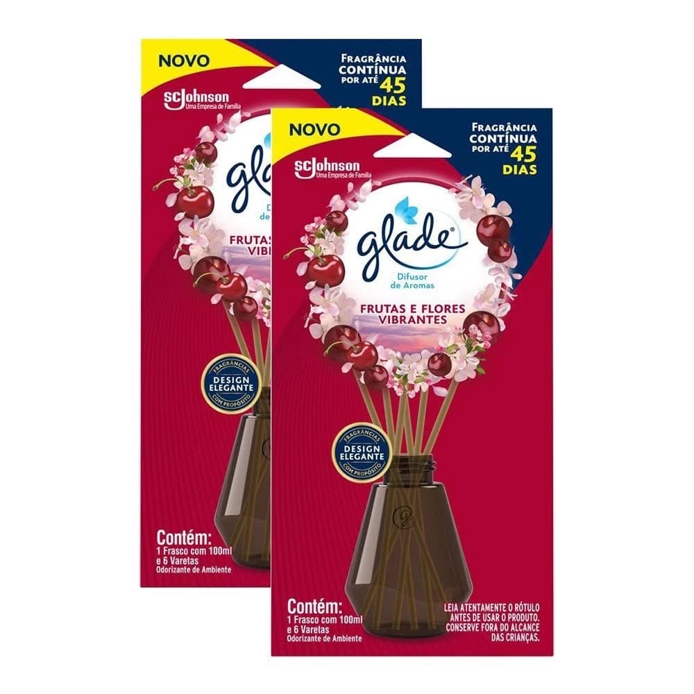 Kit 2 Difusor de Aromas Glade Frutas e Flores Vibrantes 100ml cada