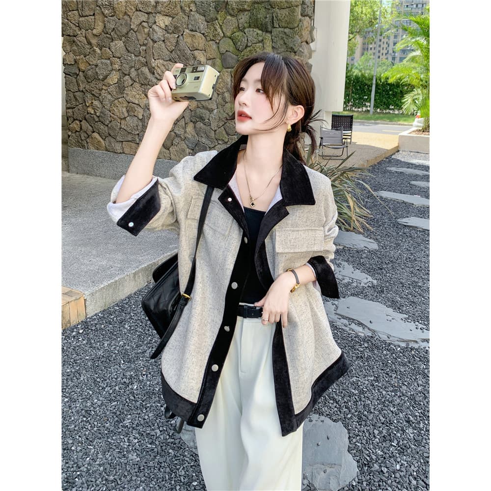 Xiaoxiang estilo jaqueta Casual feminina primavera outono 2025 novo estilo solto estilo francês luz estilo maduro cinza