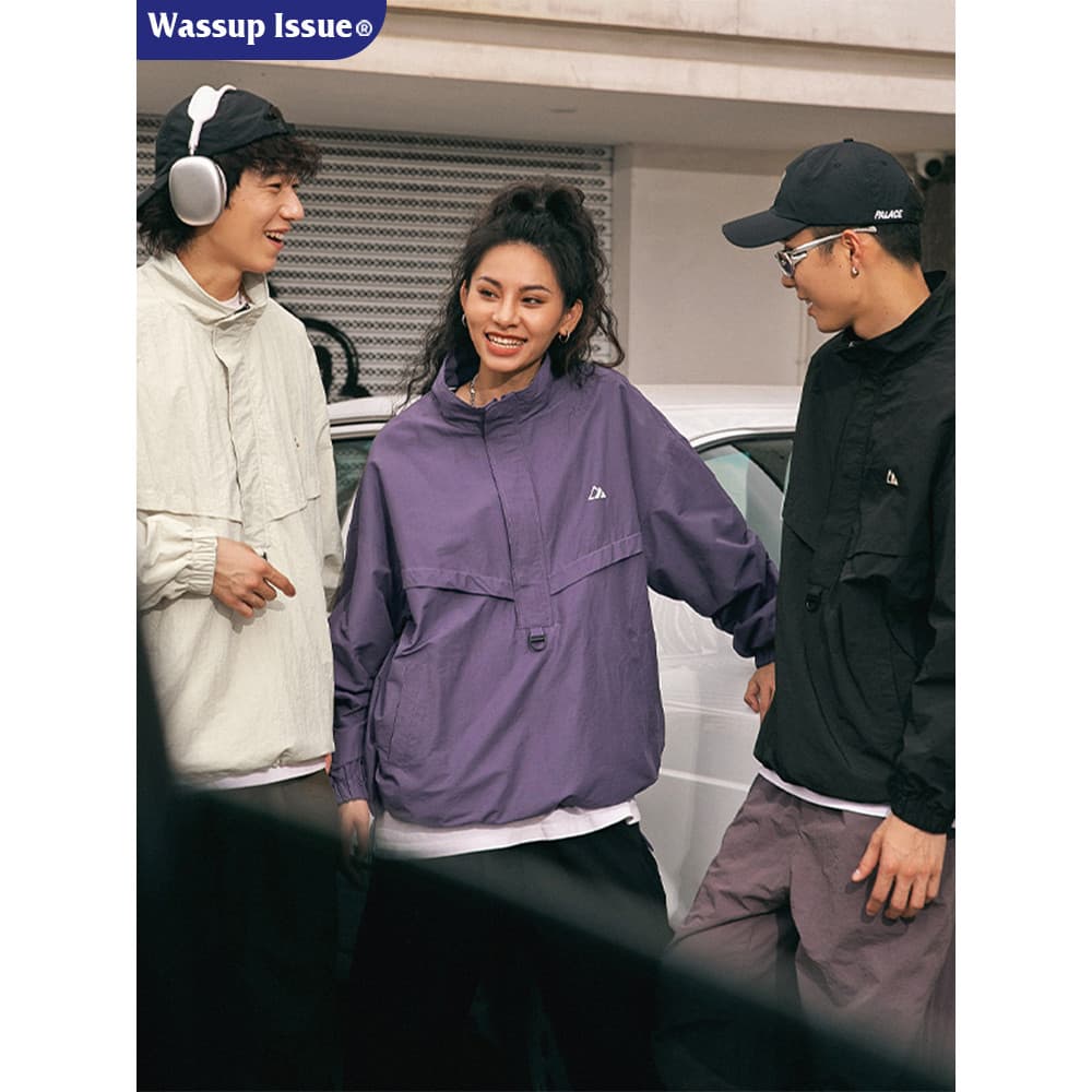 WASSUP ISSUE Jaqueta americana com meio zíper masculina de verão à prova d'água jaqueta de voo masculina