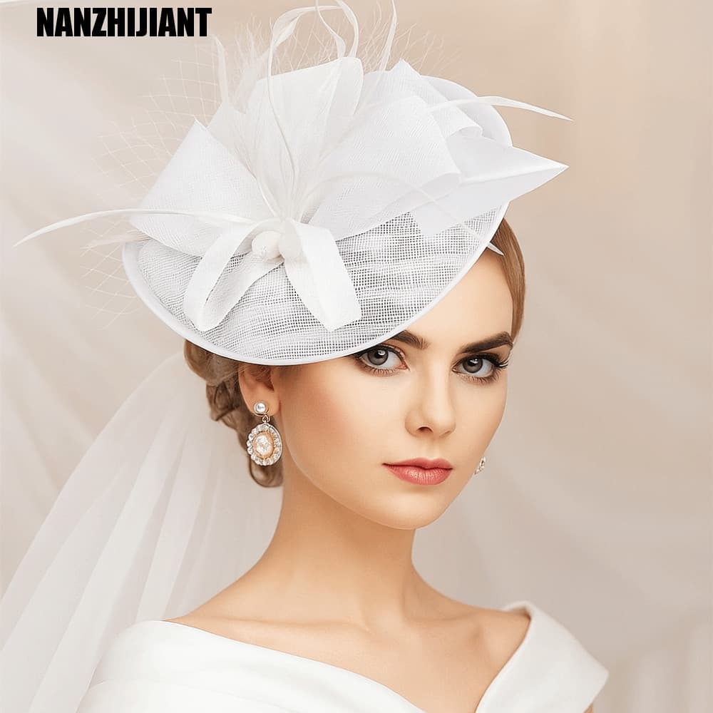 Chapéu Fascinator De Penas NANZHIJIANT , Faixa De Cabelo De Malha Elegante E Requintada Para Festa De Chá , Cocar De Noi