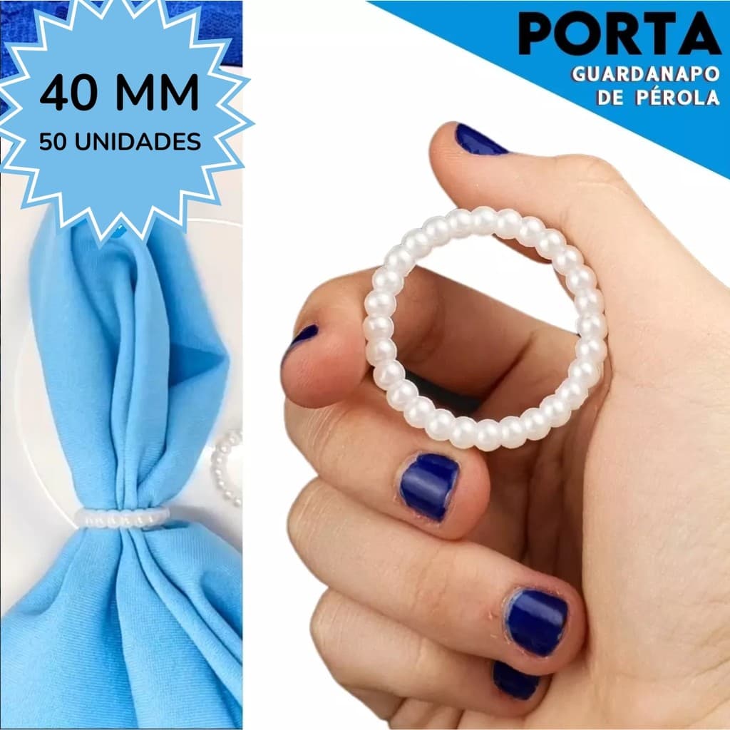 Porta Guardanapo Argola de Pérola - 40mm - Pct C/50 Unidades