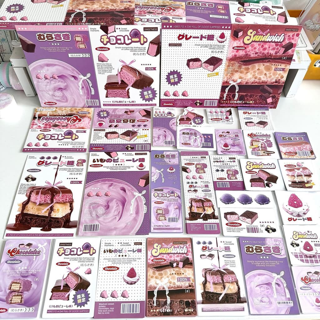 28 Unidades/Conjunto Adesivo De Vedação De Chocolate Roxo De Cartão De Felicitações Material De Embalagem Decoração DIY